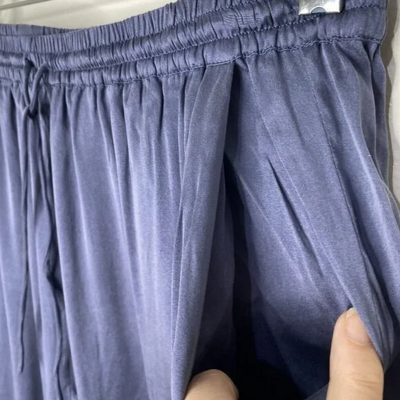 Skin World Wide Silk Pajama Pants Blue 4 XL Elastic Pockets Drawstring jogger - Picture 5 of 10